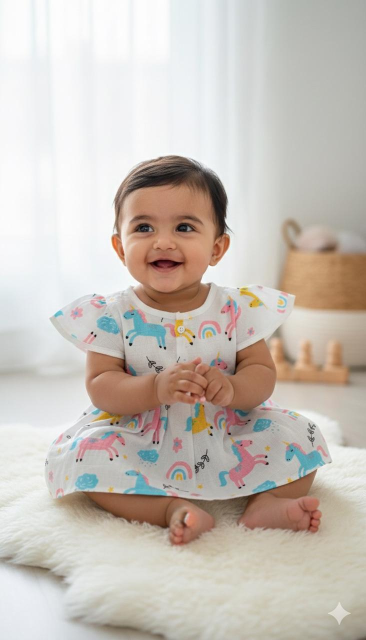 Girls Pure Muslin Cotton Frocks