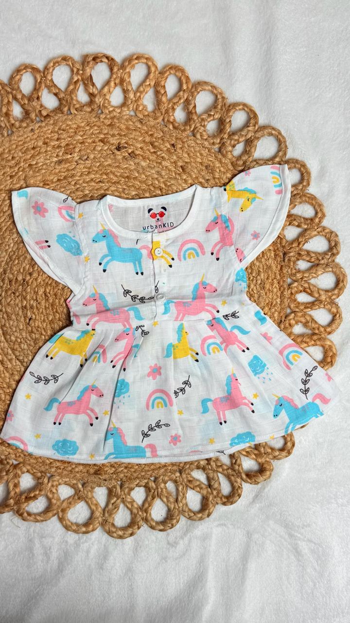 Girls Pure muslin Cotton Butterfly Frocks