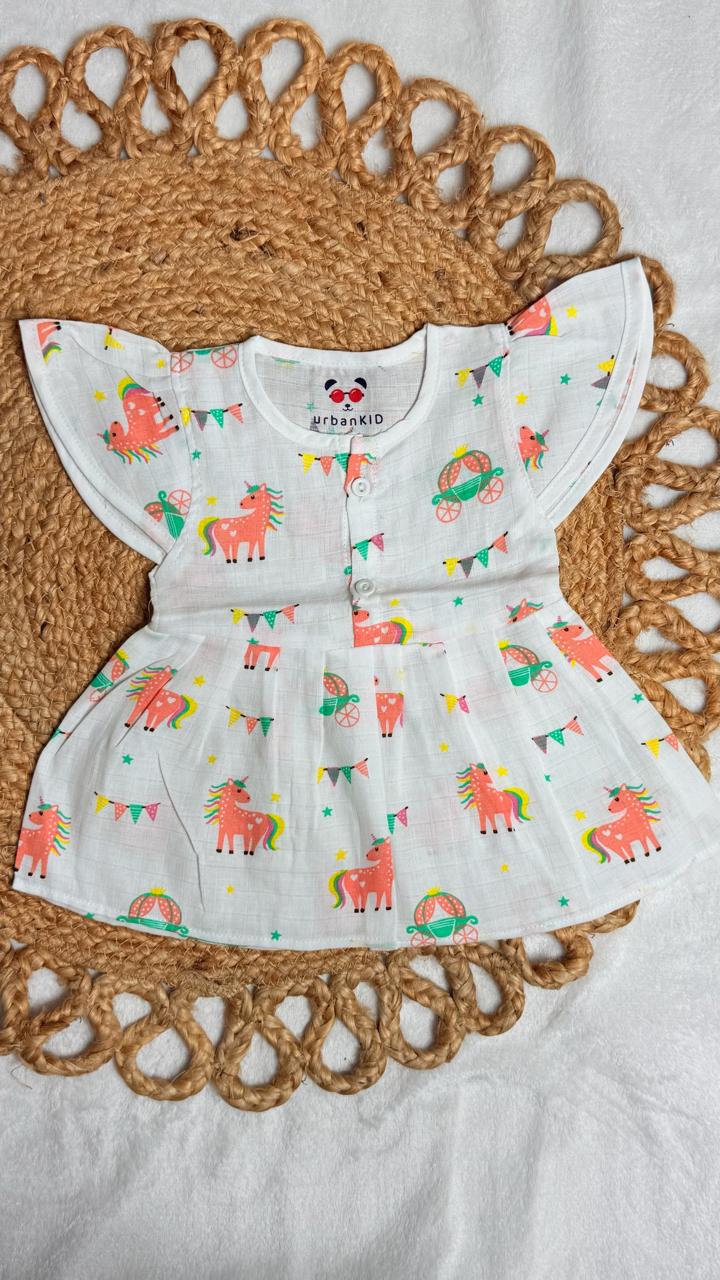 Girls Pure muslin Cotton Butterfly Frocks