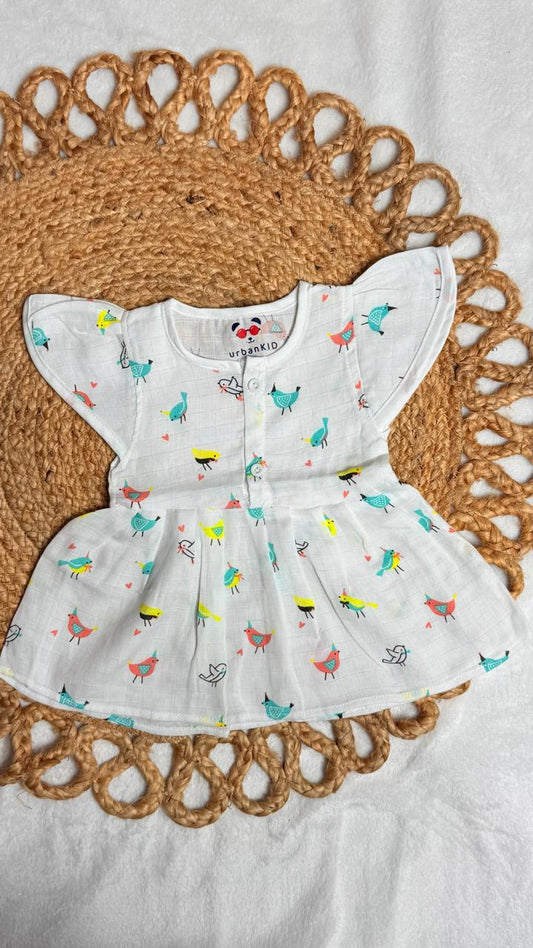 Girls Pure muslin Cotton Butterfly Frocks