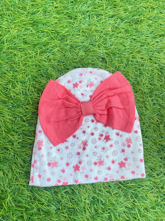 Pink Bow Baby Cap