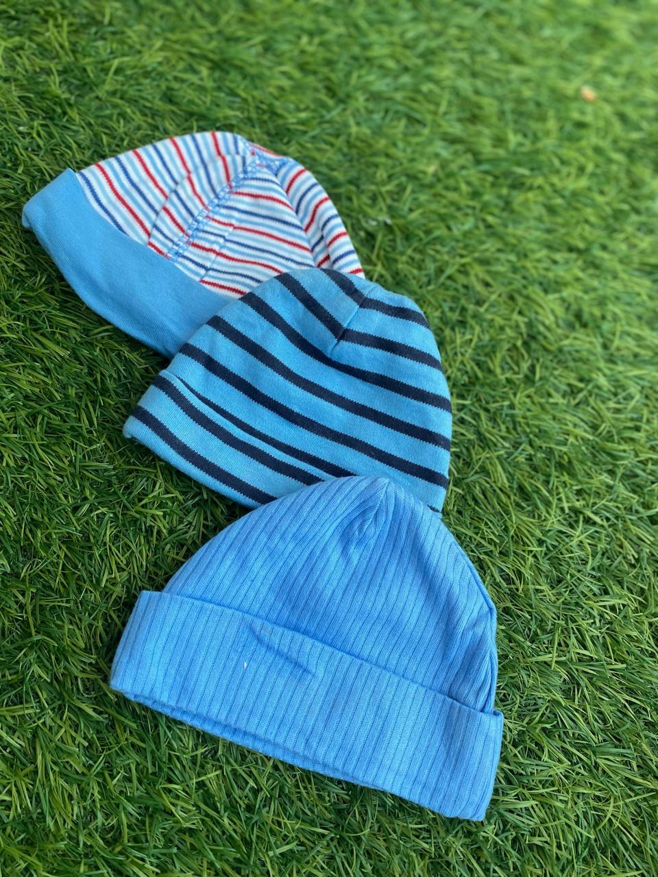 Newborn Baby Caps – 0 to 3 Months (Pack of 3)