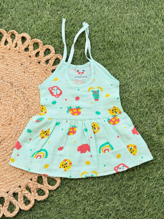 Girls Pure muslin Cotton Color Frocks (Knot type)