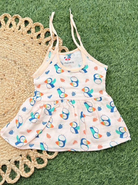 Girls Pure muslin Cotton Color Frocks (Knot type)