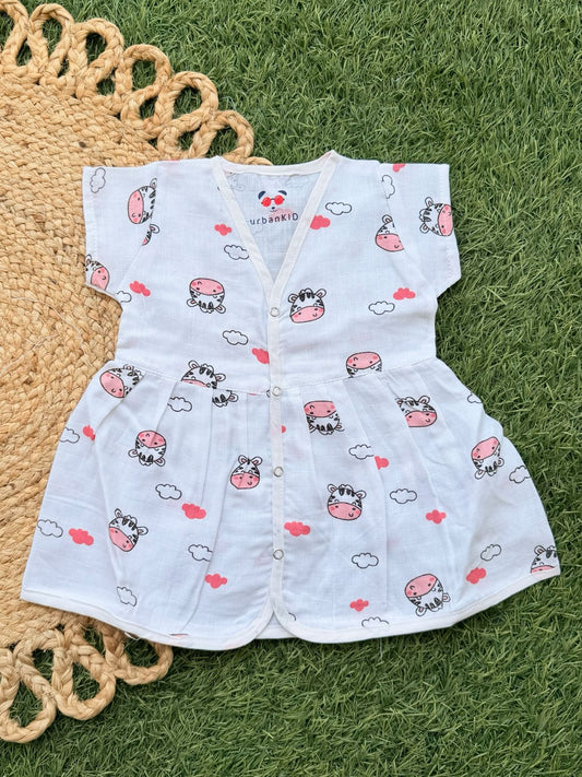 Girls Pure muslin Cotton Frocks (0-6 Months)