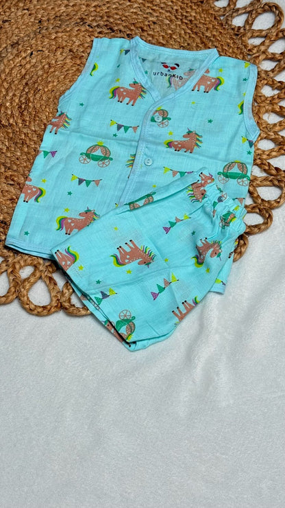 Muslin Color Co-ord Set (6 to 9 Months)