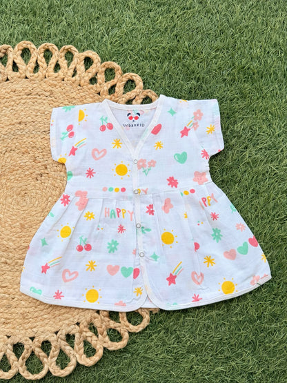 Girls Pure muslin Cotton Frocks (0-6 Months)