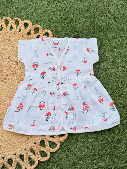 Girls Pure muslin Cotton Frocks (0-6 Months)