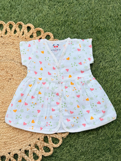 Girls Pure muslin Cotton Frocks (0-6 Months)