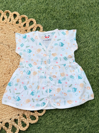 Girls Pure muslin Cotton Frocks (0-6 Months)