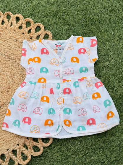 Girls Pure muslin Cotton Frocks (0-6 Months)