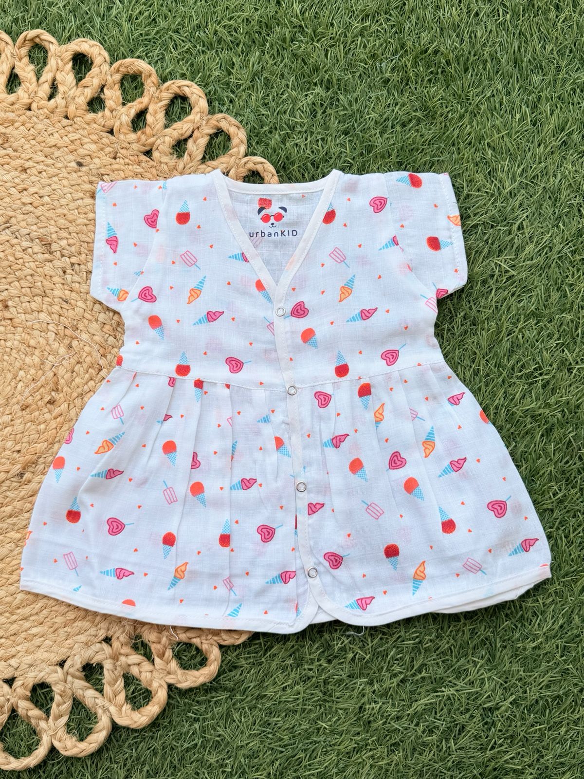 Girls Pure muslin Cotton Frocks (0-6 Months)