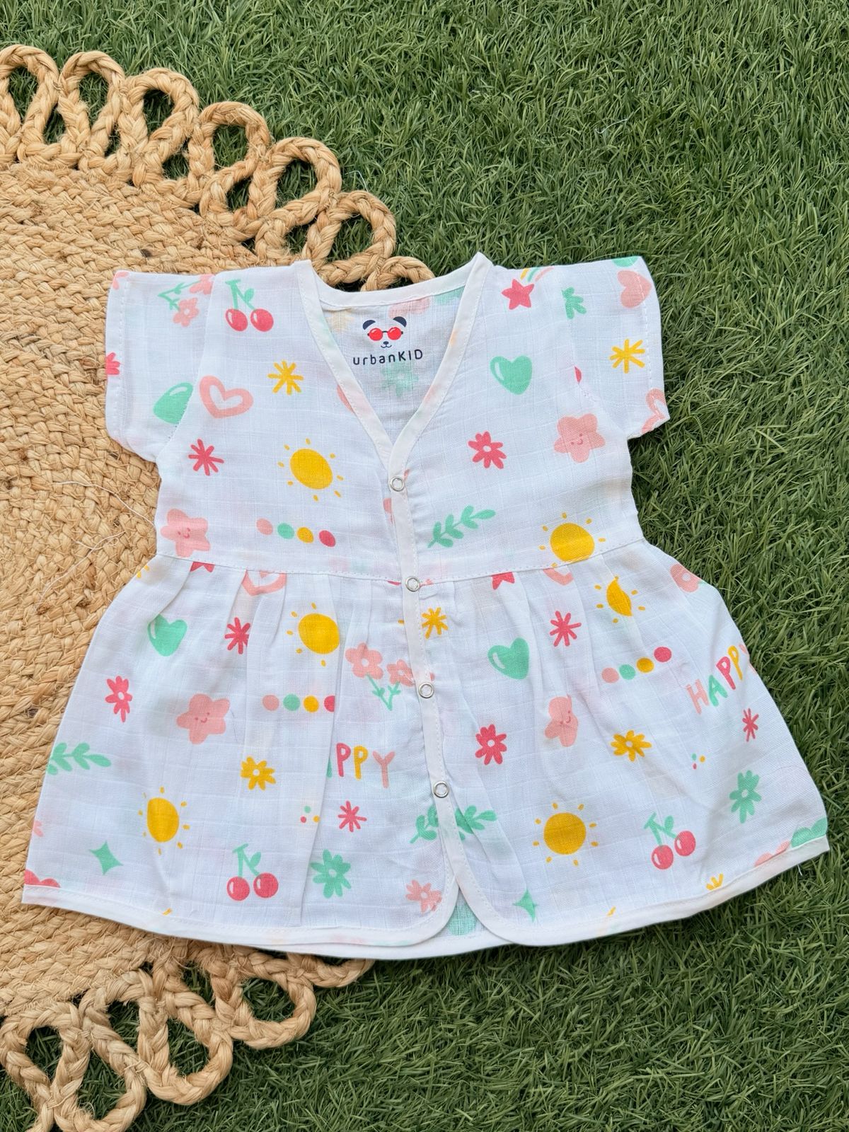 Girls Pure muslin Cotton Frocks (0-6 Months)