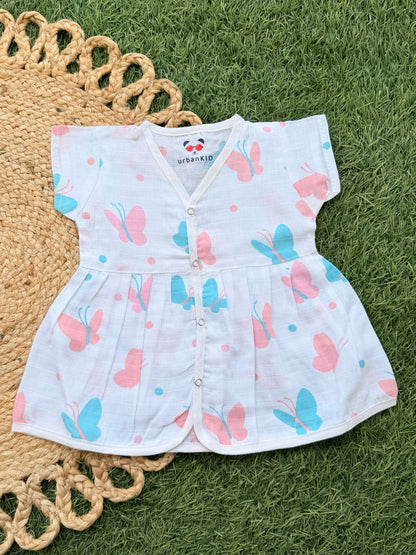 Girls Pure muslin Cotton Frocks (0-6 Months)
